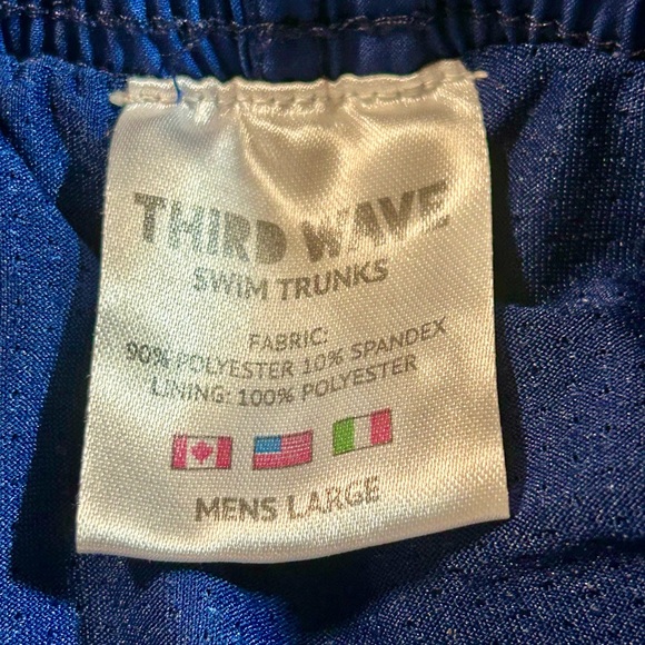 Third Wave Premium Swim Trunks Quick Dry Blue Red Striped Men’s Large - Picture 3 of 4